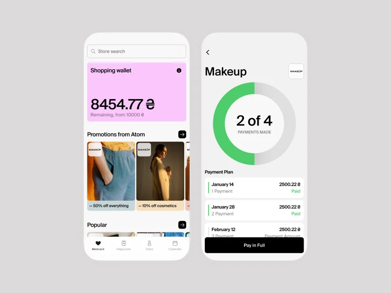 Atom — Mobile app for Buy Now, Pay Later service
