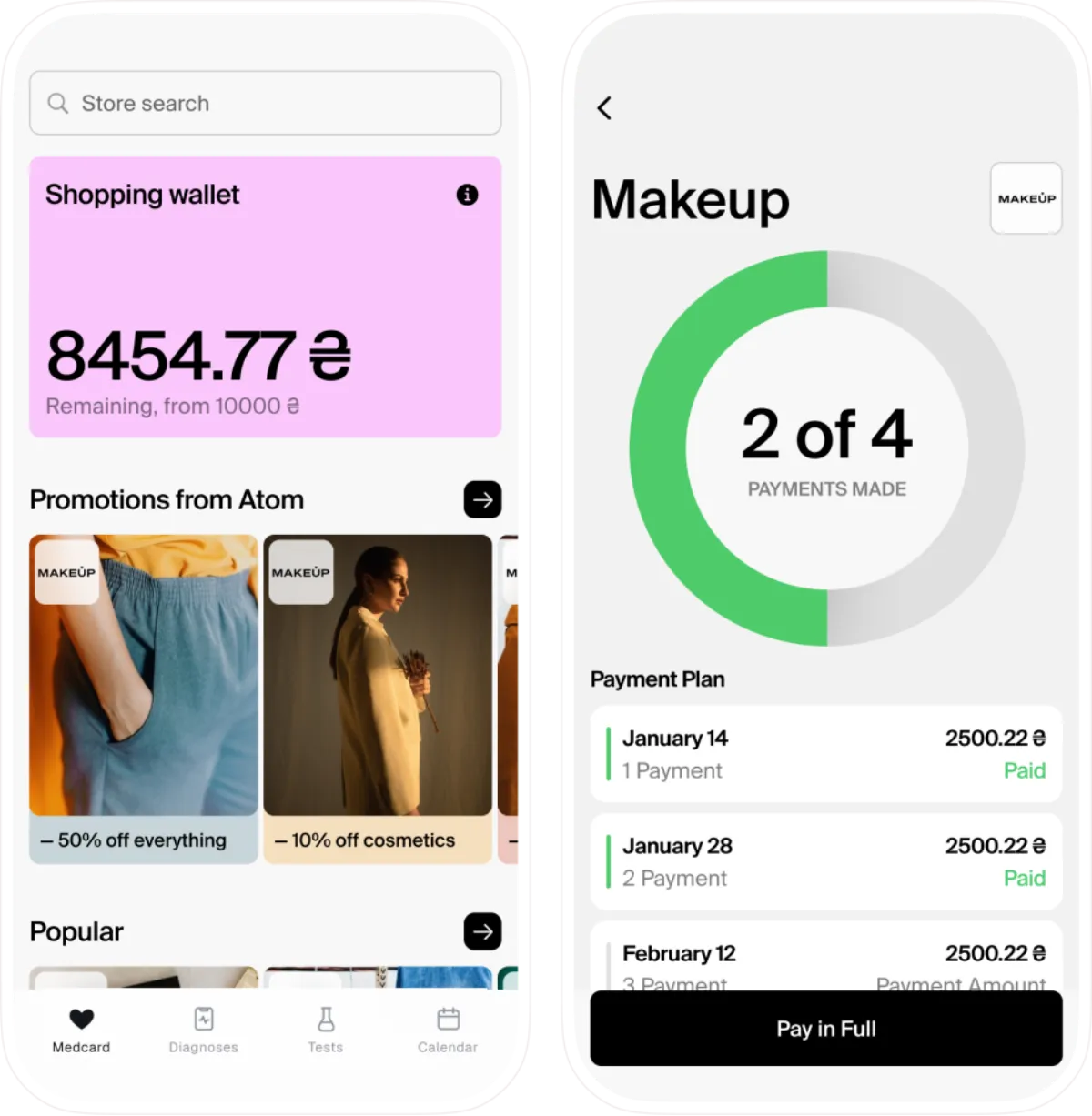 Atom — Product design for a Buy Now, Pay Later app