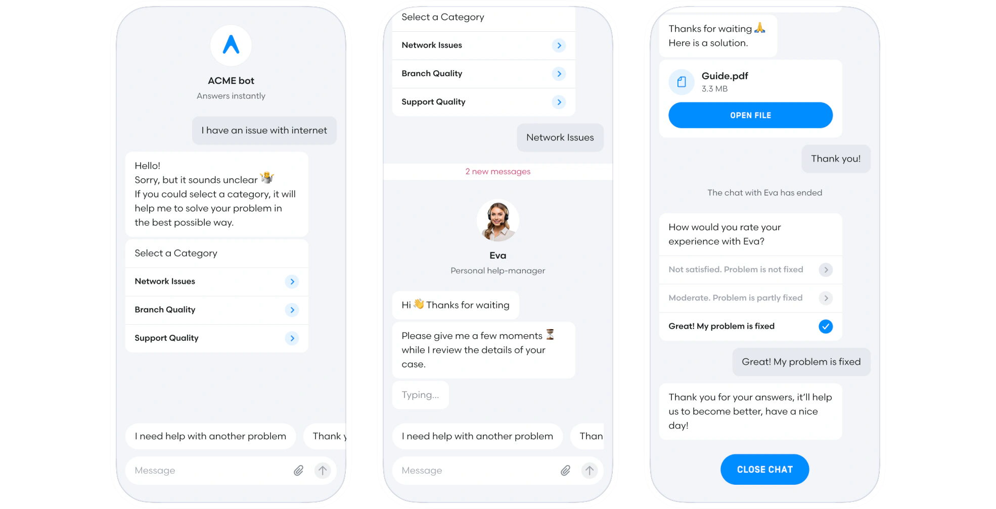 Structured chatbot support flow