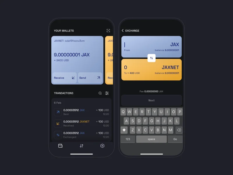 Jax — Mobile cryptocurrency wallet