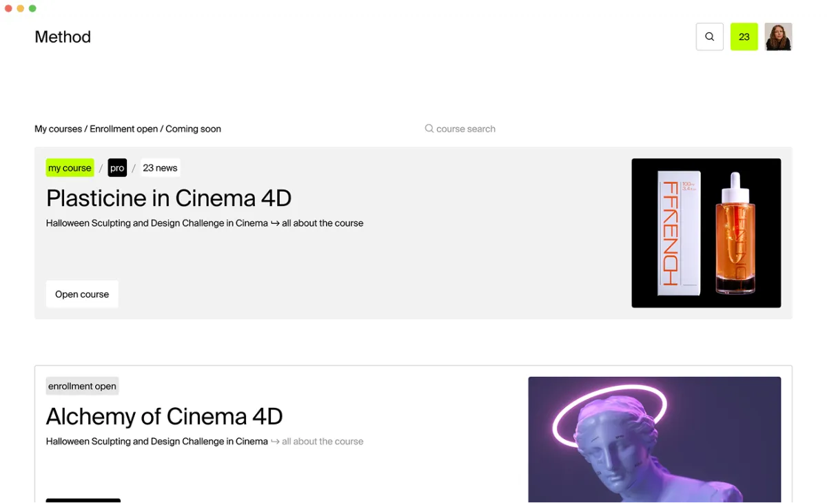 Method — Redesign for a 3D skills learning platform