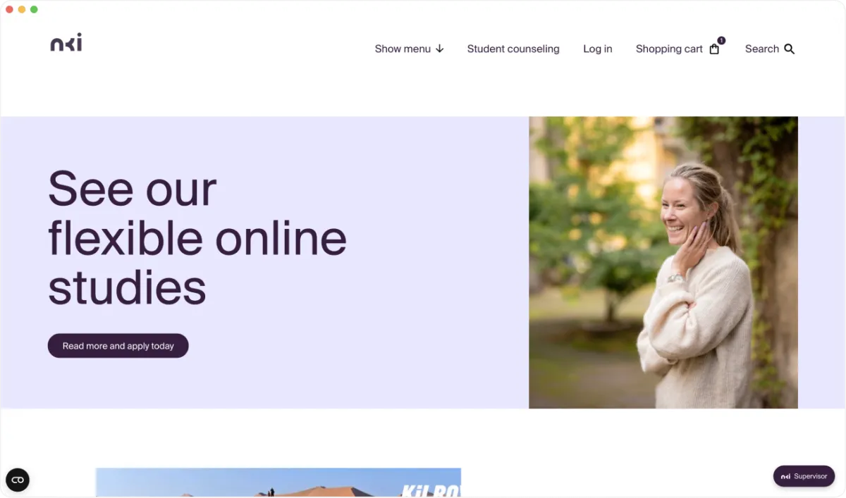 NKI — Redesign for a Norwegian online education platform, before redesign