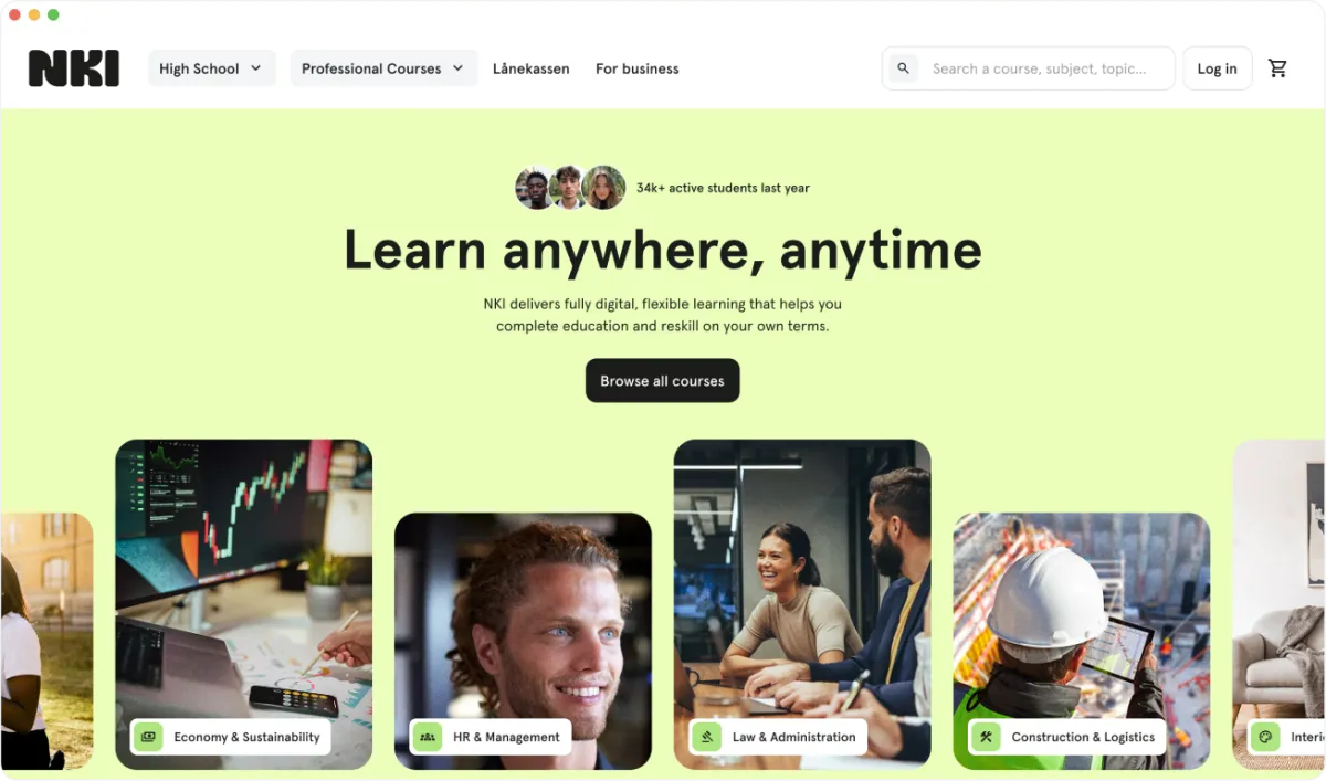 NKI — Redesign for a Norwegian online education platform, after redesign