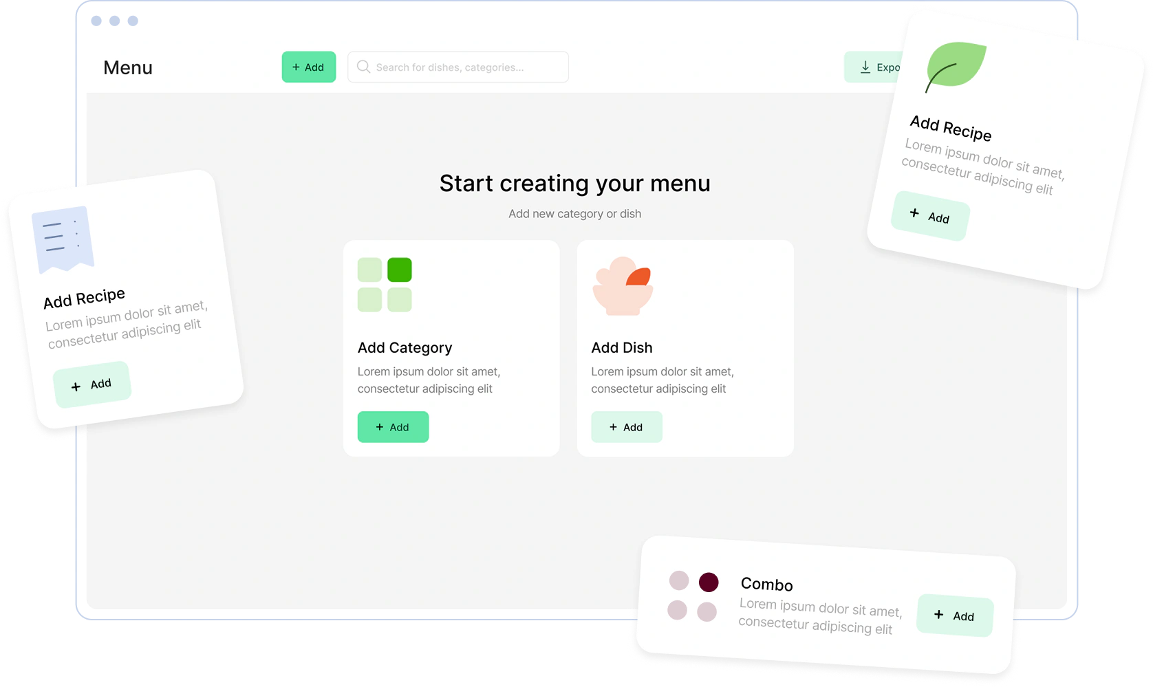 Onboarding — start creating your menu
