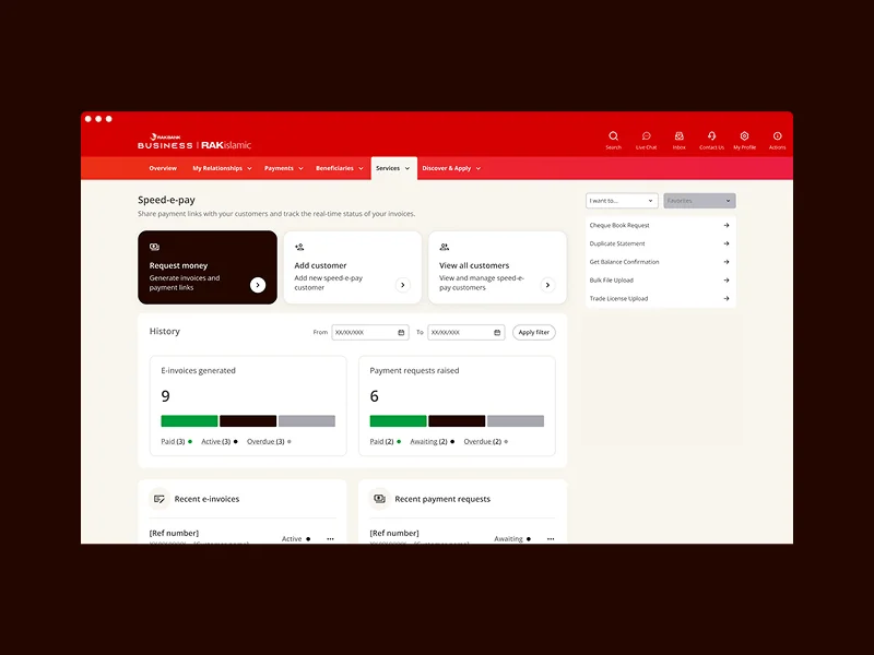 Rakbank — Web platform and mobile app for personal and business banking