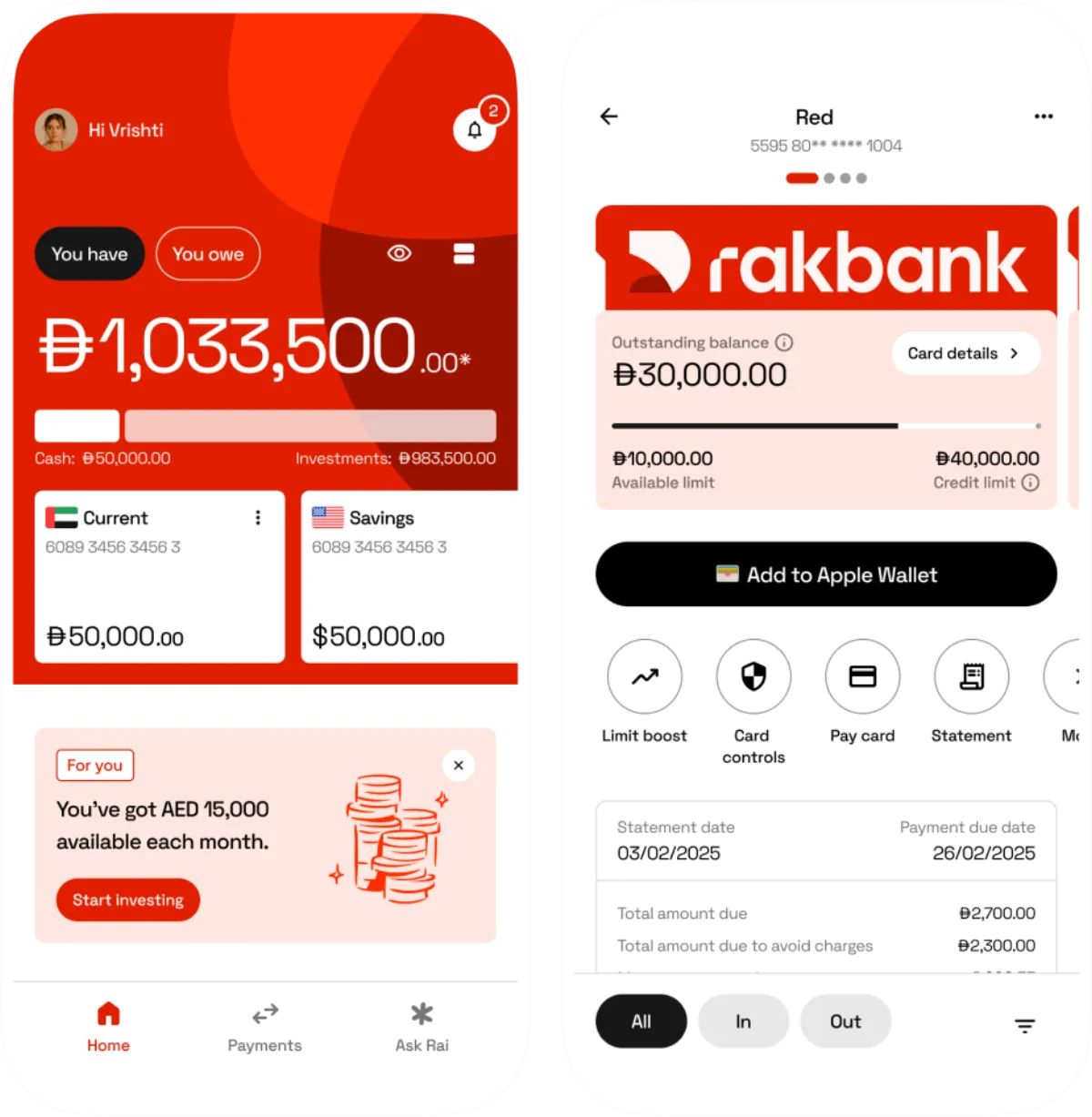 Rakbank — Redesign for a personal and business banking platform, after redesign