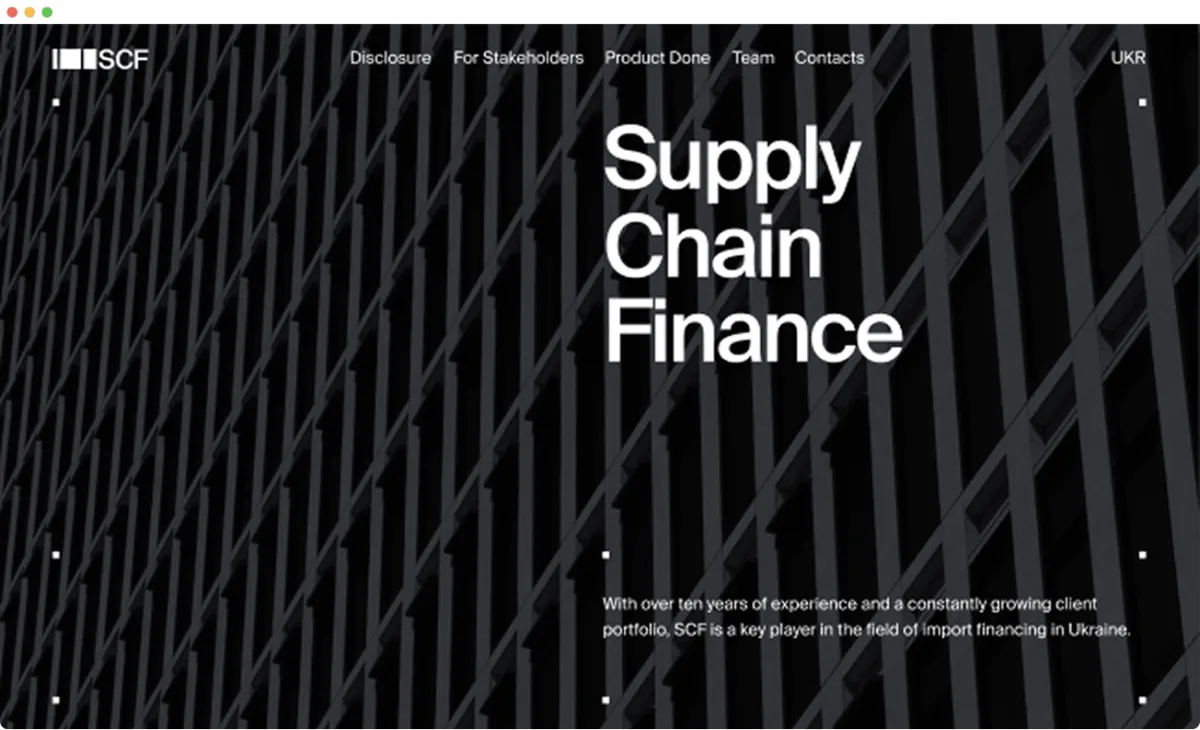 SCF — Web design for an SME import financing platform