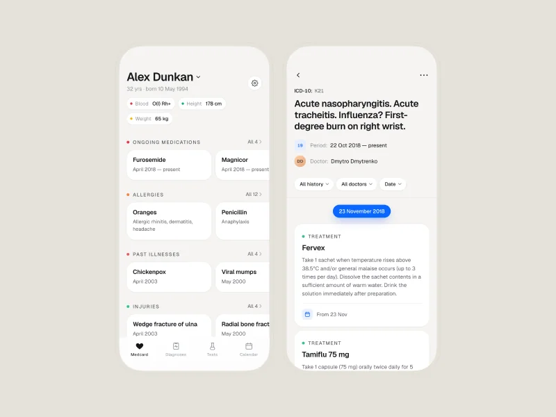 Zdorovliya — Mobile app for medical health record tracking