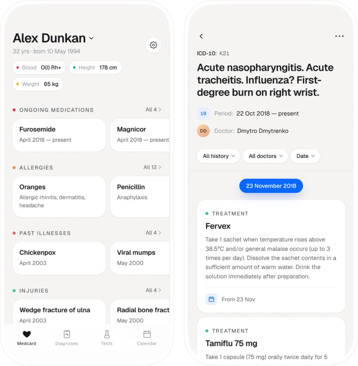 Zdorovliya — Product design for a medical records app